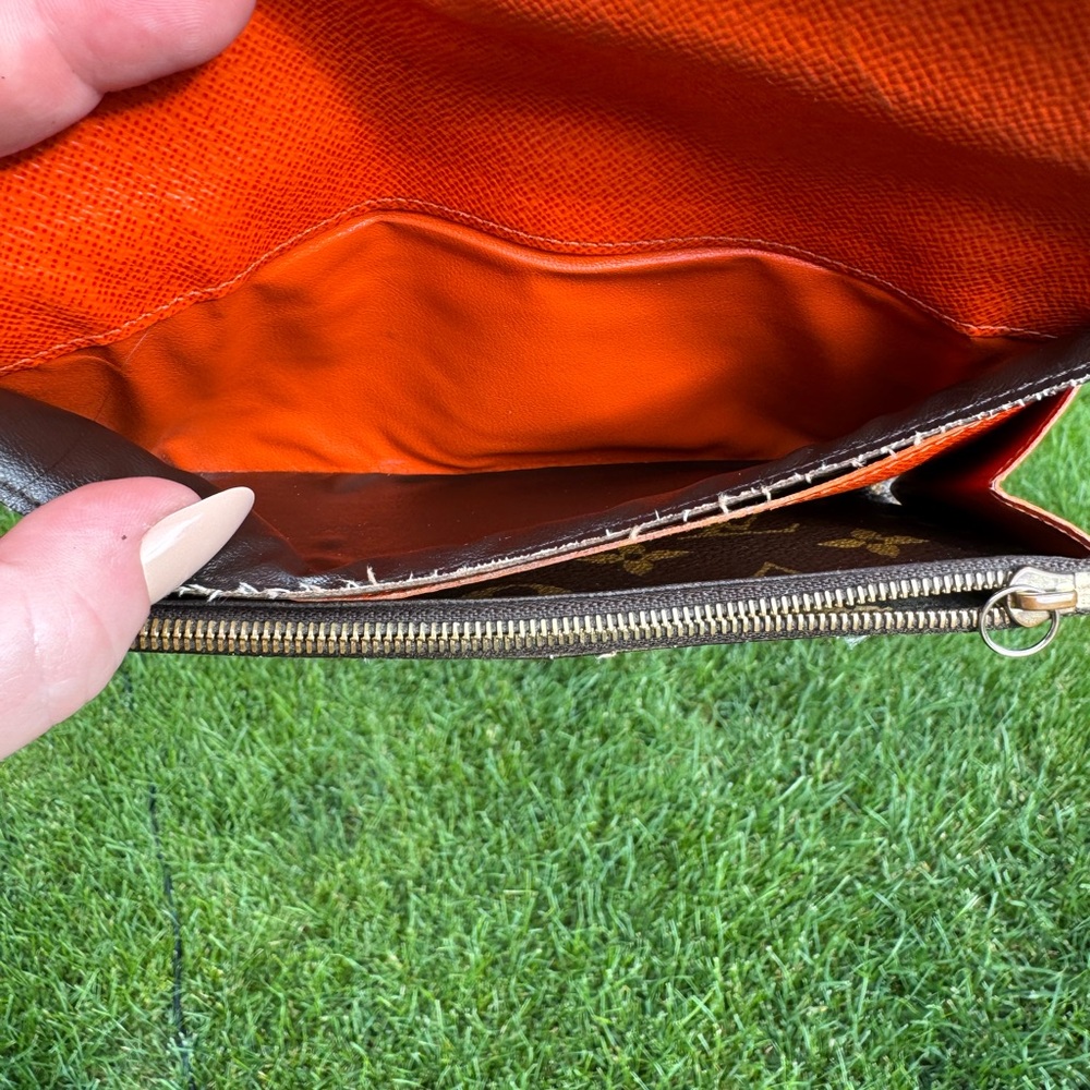 Louis Vuitton Brown Monogram Wallet with Orange Accents - Picture 11 of 13